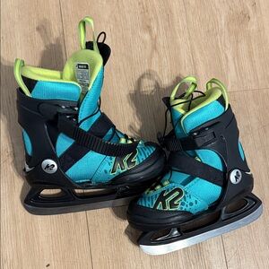 K2 Blue and Green Ice Skates